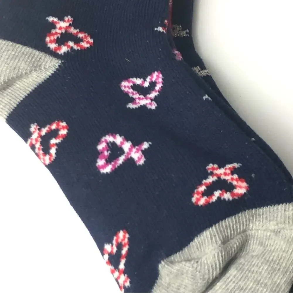 Crewcuts Girl's Holiday Candy Cane Heart Print Socks Three Pairs Sz M NWT